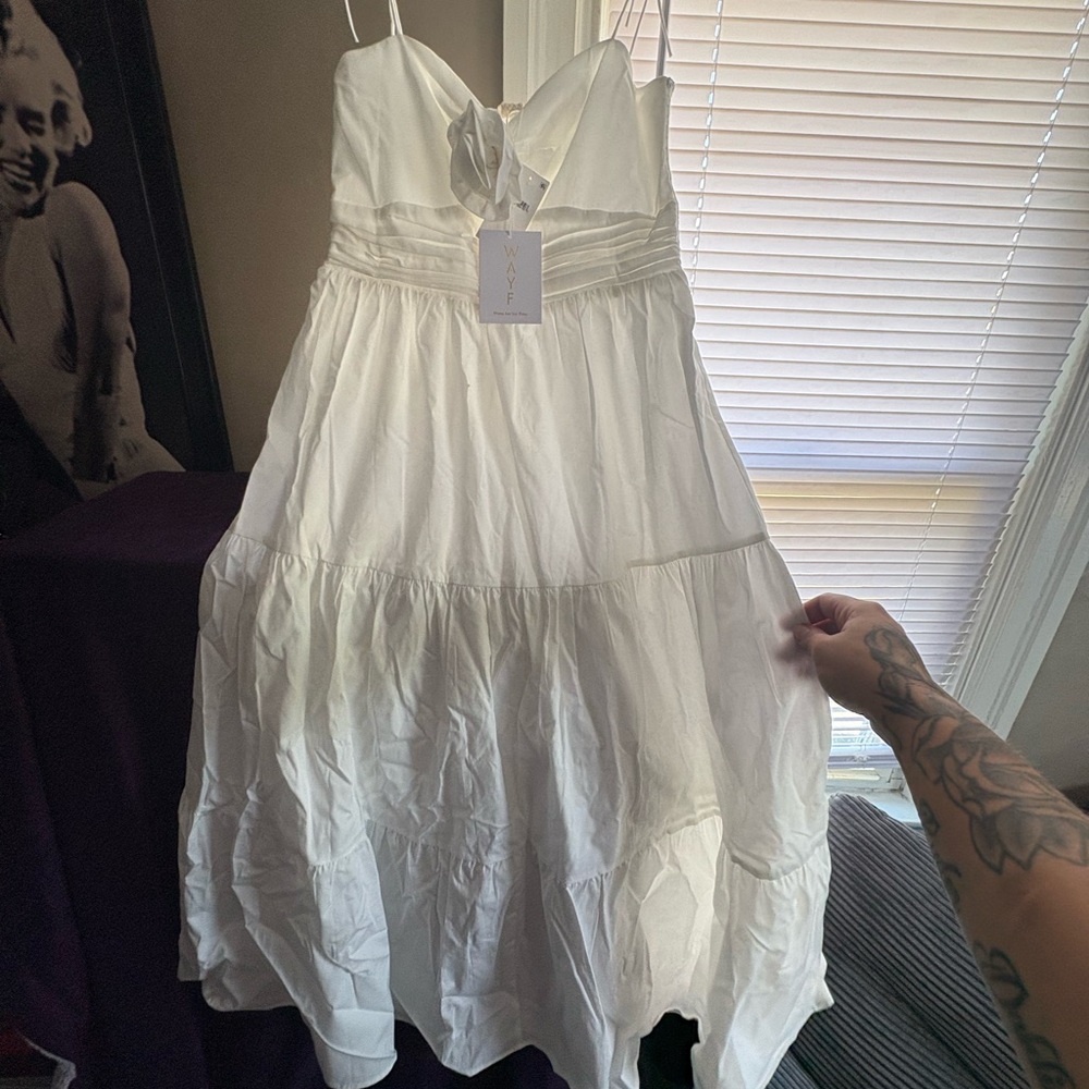 Wayf White Spaghetti Strap Maxi Sundress